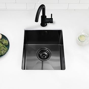 ピッチブラック 15p Small Undermount Black Bar Sink, Swift Horse 13x15 Inch 16-Gauge
